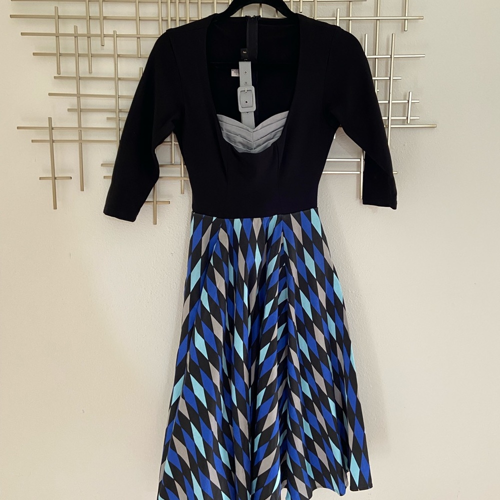 Pinup Girl Blue House Harlequin Alfreda Dress Sm